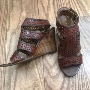 FRANCO SARTO Brown Wedge Sandals